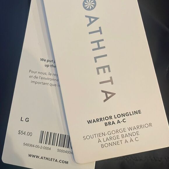 NWT Athleta A-C. Warrior Longline Bra Powervita. Navy. Large - Picture 4 of 4